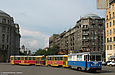 ВТП-4 буксирует неисправные вагоны Tatra-T3SU #3033 20-го маршрута и #310 12-го маршрута в депо по улице Красноармейской
