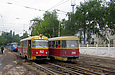 Tatra-T3SU #1512 12-го маршрута и #299 20-го маршрута в Лосевском переулке возле Пискуновского переулка