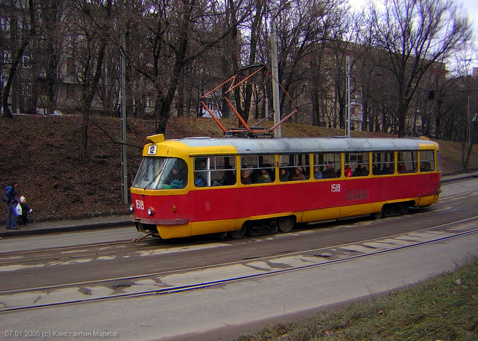 Tatra-T3SU #1518 12-го маршрута на проспекте Правды