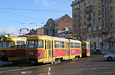 Tatra-T3SU #7000-1700 6-го маршрута поворачивает с улицы Красноармейской на улицу Полтавский шлях