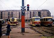 Tatra-T3SU #1713, #1749 6-го маршрута и РВЗ-6 #1078 16-го маршрута на Пролетарской площади
