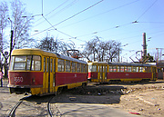 Tatra-T3SU #1859-1860 6-го маршрута на въезде в Коминтерновское трамвайное депо