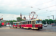 Tatra-T3SU #1875-1876 6-го маршрута поворачивает с Пролетарской площади на площадь Розы Люксембург