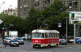 Tatra-T3SU #3001 20-го маршрута поворачивает с улицы Красноармейской на конечную станцию "Южный вокзал"