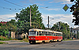 Tatra-T3SU #3003-3004 3-го маршрута на улице Октябрьской Революции в районе улицы Котляревского