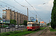 Tatra-T3SU #3005-3006 3-го маршрута на улице Полтавский шлях в районе станции метро "Холодная гора"