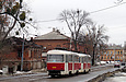 Tatra-T3A #3005-3006 3-го маршрута в Рыбасовском переулке пересекает Нетеченский бульвар