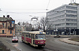 Tatra-T3SU #3007 20-го маршрута в Лосевском переулке за поворотом с улицы Котлова