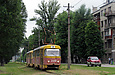 Tatra-T3SU #3009-3010 3-го маршрута на улице Полтавский шлях подъезжает к остановке "Улица Кашубы"