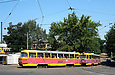 Tatra-T3SU #3011-3012 3-го маршрута поворачивает из Рыбасовского переулка на улицу 1-й Конной армии