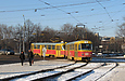 Tatra-T3SU #3011-3012 3-го маршрута на повороте с улицы Полтавский шлях на Пролетарскую площадь