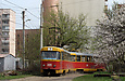 Tatra-T3SU #3011-3012 3-го маршрута поворачивает с Сухаревской улицы на улицу Пахаря