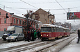 Tatra-T3SU #3011-3012 3-го маршрута на улице Полтавский Шлях возле Южного вокзала