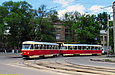 Tatra-T3SU #3011-3012 3-го маршрута поворачивает с улицы Гольдберговской на улицу Москалёвскую