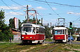 Т3-ВПСт #3016 и Tatra-T3A #3036 27-го маршрута на улице Академика Павлова на перекрестке с Салтовским шоссе