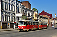 Tatra-T3SU #3017-3018 3-го маршрута на улице Полтавский шлях в районе Клубного переулка