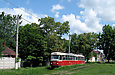 Tatra-T3SU #3017-3018 3-го маршрута на улице Октябрьской Революции в районе улицы Светлановской