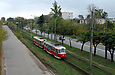 Tatra-T3SU #3017-3018 23-го маршрута на проспекте Тракторостроителей возле железнодорожного путепровода