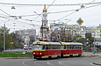 Tatra-T3SU #3017-3018 3-го маршрута на площади Бугримовой пересекает улицу Воскресенскую