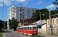 Tatra-T3SU #3017-3018 3-го маршрута на улице Грековской возле улицы Галушкинской