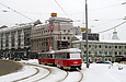 Tatra-T3SU #3017-3018 3-го маршрута на Павловской площади перед поворотом на улицу Университетскую