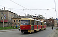 Tatra-T3SU #3017-3018 3-го маршрута на улице Грековской в районе Ващенковского переулка