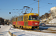 Tatra-T3SU #3019-3020 3-го маршрута поворачивает с Пролетарской площади на площадь Розы Люксембург