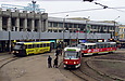 Tatra-T3SUCS #3019 20-го маршрута, #3066 12-го маршрута и #3064 6-го маршрута на РК "Южный вокзал"