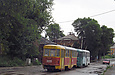 Tatra-T3SU #3019-3020 3-го маршрута в Рыбасовском переулке пересекает Нетеченский бульвар
