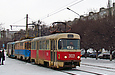 Tatra-T3SU #3021 27-го маршрута неисправный буксируется на улице Героев Труда возле Салтовского рынка