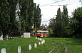 Tatra-T3SU #3021 27-го маршрута на въезде на территорию КП "Октябрьское трамвайное депо"