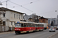 Tatra-T3SU #3023-3024 3-го маршрута на улице Грековской за перекрестком с улицей Воскресенской