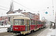 Tatra-T3SU #3023-3024 6-го маршрута на улице Полтавский шлях за перекрестком с улицей Конева