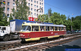 Tatra-T3SU #3025 1-го маршрута на улице Красноармейской напротив улицы Кацарской