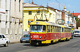 Tatra-T3SU #3025-3026 3-го маршрута на улице Полтавский шлях в районе Ярославской улицы