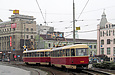 Tatra-T3SU #3025-3026 6-го маршрута поворачивает с Пролетарской площади на Павловскую площадь