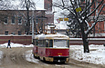Tatra-T3SU #3025-3026 3-го маршрута в Рыбасовском переулке перед поворотом на улицу Москалевскую