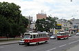 Tatra-T3SU #3033 5-го маршрута и Tatra-T3SUCS #311 6-го маршрута на Московском проспекте напротив площади Героев Небесной сотни