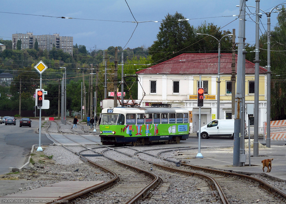 Tatra-T3A #3036 27-го маршрута на перекрестке улиц Шевченко и Моисеевской