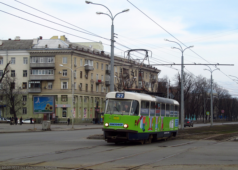 Tatra-T3A #3036 27-го маршрута на улице Плехановской возле стадиона "Металлист"