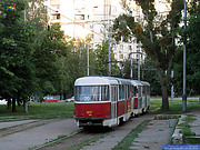 Tatra-T3SUCS #3037 20-го маршрута выполняет маневры на конечной "Проспект Победы"