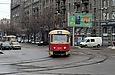 Tatra-T3SU #3039 7-го маршрута на улице Конарева поворачивает на кольцо "Южный вокзал"