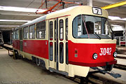 Вагон Tatra-T3 #3042, прошедший капитальный ремонт, в Коминтерновском трамвайном депо