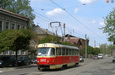 Tatra-T3SU #3042 7-го маршрута на улице Октябрьской революции перед пересечением с улицей 1-й Конной Армии