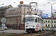 Tatra-T3SU #3042 7-го маршрута на площади Розы Люксембург на подъезде к Пролетарской площади