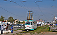Tatra-T3SU #3042 27-го маршрута на улице Академика Павлова подъезжает к остановке "Солнечный переулок"