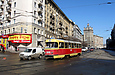 Tatra-T3SU #3045 6-го маршрута на площади Розы Люксембург пересекает улицу Университетскую.