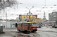 Tatra-T3SU #3047 20-го маршрута поворачивает из Пискуновского переулка в Лосевский переулок