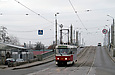 Tatra-T3SUCS #3047 27-го маршрута на улице Плехановской спускается с Балашовского путепровода