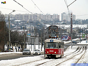 Tatra-T3 #3049 20-го маршрута поднимается на Новоивановский мост со стороны улицы Котлова